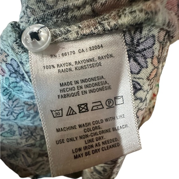 Anthropologie Vanessa Virginia Floral Rayon Button Down Blouse Size XS EUC - Picture 6 of 6
